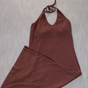 OLD NAVY— HALTER— RIBBED— MIDI DRESS— SIZE L— BROWN